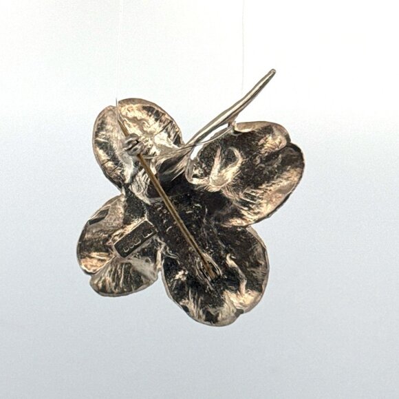 Estate Sterling Silver 925 Four Leaf Clover Brooch Pin, 16.7g, Hallmarked - Picture 3 of 9